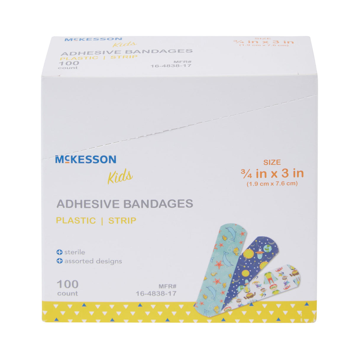 Adhesive Strip McKesson Kids™ Plastic Kid Design (Assorted Prints) 3/4 X 3 Inch Sterile - BeHope