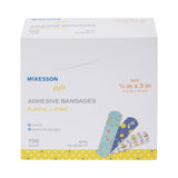 Adhesive Strip McKesson Kids™ Plastic Kid Design (Assorted Prints) 3/4 X 3 Inch Sterile - BeHope