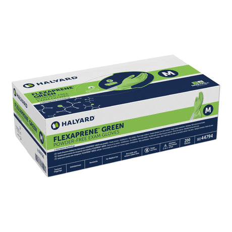 Exam Glove FLEXAPRENE* GREEN Medium NonSterile Chloroprene Standard Cuff Length Textured Fingertips Green Not Rated - BeHope
