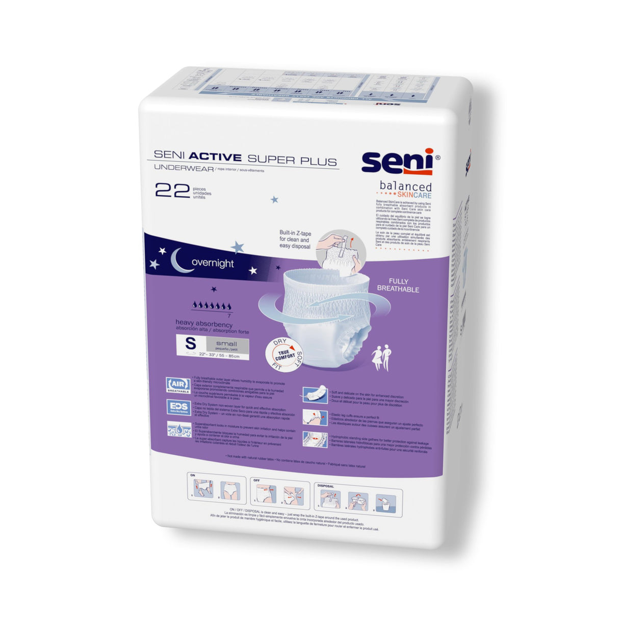 Unisex Adult Absorbent Underwear Seni Active Super Plus Pull On with Tear Away Seams Small Disposable Heavy Absorbency