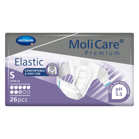 Unisex Adult Incontinence Brief MoliCare® Premium Elastic 8D Small Disposable Heavy Absorbency - BeHope