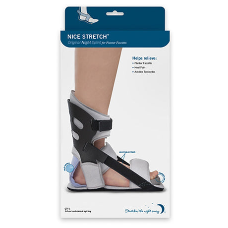 Plantar Fasciitis Night Splint with Ice Pack Nice Stretch® Original with Polar Ice® Medium Buckle / Hook and Loop Closure Male 5 to 8 / Female 6 to 9 Left or Right Foot - BeHope