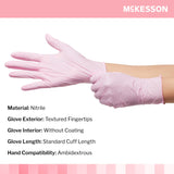 Exam Glove McKesson Pink Nitrile® Large NonSterile Nitrile Standard Cuff Length Textured Fingertips Pink Not Rated - BeHope