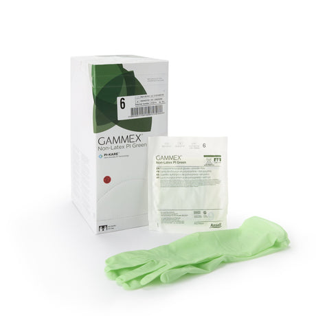 Surgical Glove GAMMEX® Non-Latex PI Green Size 6 Sterile Polyisoprene Standard Cuff Length Micro-Textured Light Green Chemo Tested - BeHope