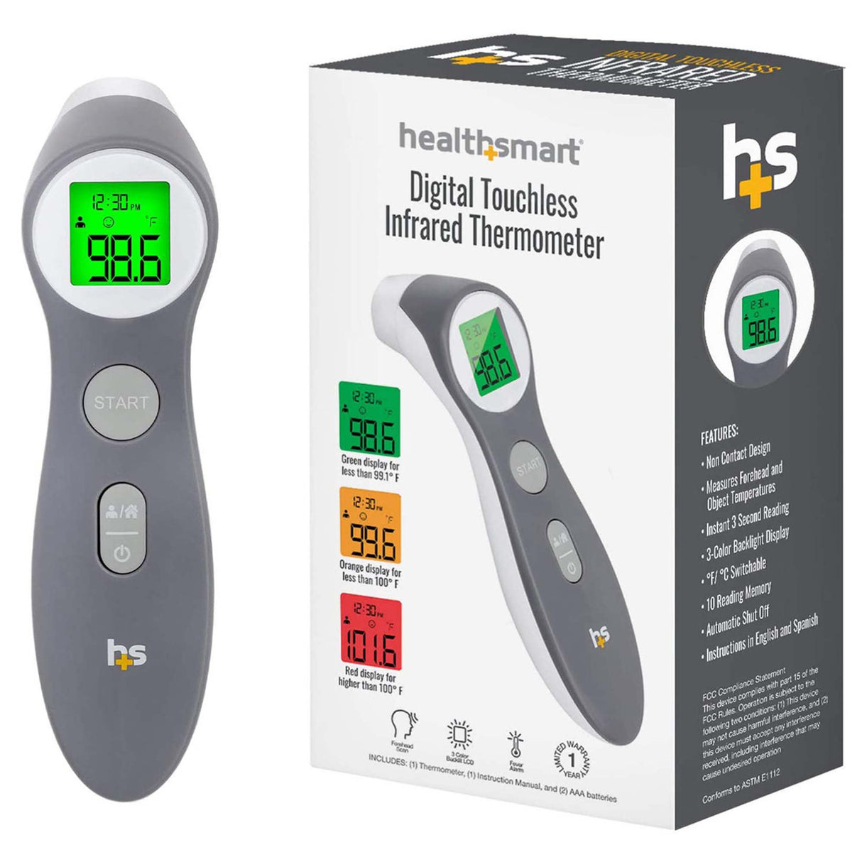 Non-Contact Skin Surface Thermometer HealthSmart® Infrared Skin Probe Handheld - BeHope