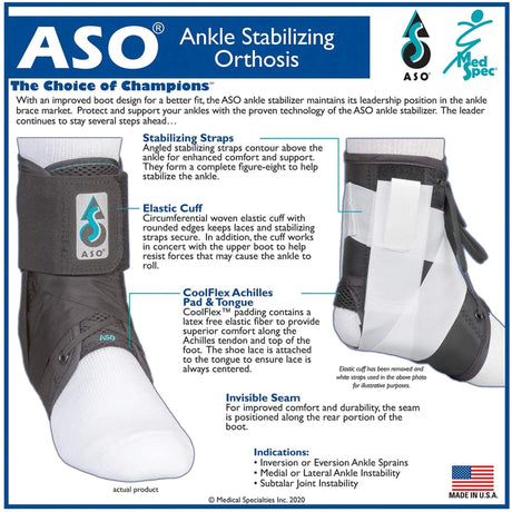 Ankle Brace ASO® Speed Lacer Medium Lace-Up / Hook and Loop Strap Closure Foot - BeHope