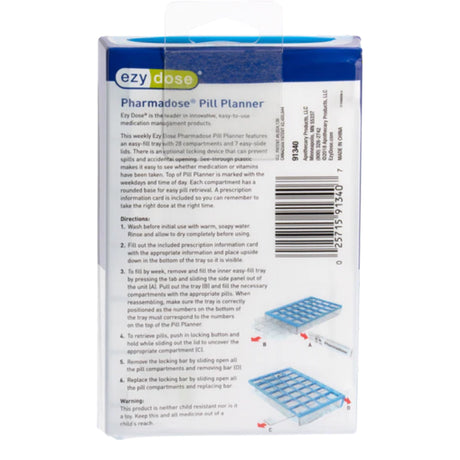 Pill Organizer Pharmadose® Locking Pill Planner Small 7 Day 4 Dose - BeHope