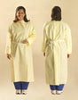 Protective Procedure Gown One Size Fits Most Yellow NonSterile AAMI Level 3 Disposable - BeHope