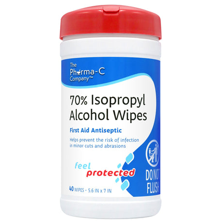 Antiseptic Skin Wipe Isopropyl Alcohol The Pharma-C Company® Towelette Canister - BeHope