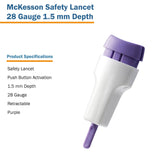 Safety Lancet McKesson 28 Gauge Retractable Push Button Activation Finger - BeHope