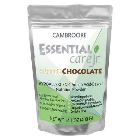 Pediatric Oral Supplement Essential Care Jr™ White Chocolate Flavor 14.1 oz. Pouch Powder Amino Acid Food Allergies - BeHope