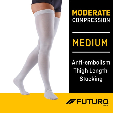 Anti-embolism Stocking 3M Futuro Thigh High Medium / Regular White Closed Toe - BeHope