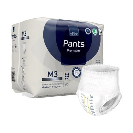 Unisex Adult Absorbent Underwear Abena® Premium Pants M3 Pull On with Tear Away Seams Medium Disposable Heavy Absorbency - BeHope