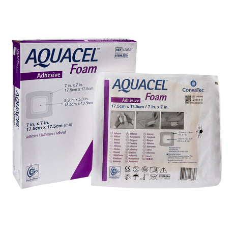 Foam Dressing Aquacel® 7 X 7 Inch With Border Waterproof Film Backing Silicone Adhesive Square Sterile - BeHope