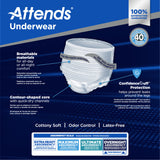 Unisex Adult Absorbent Underwear Attends Overnight Pull On with Tear Away Seams Medium Disposable Heavy Absorbency