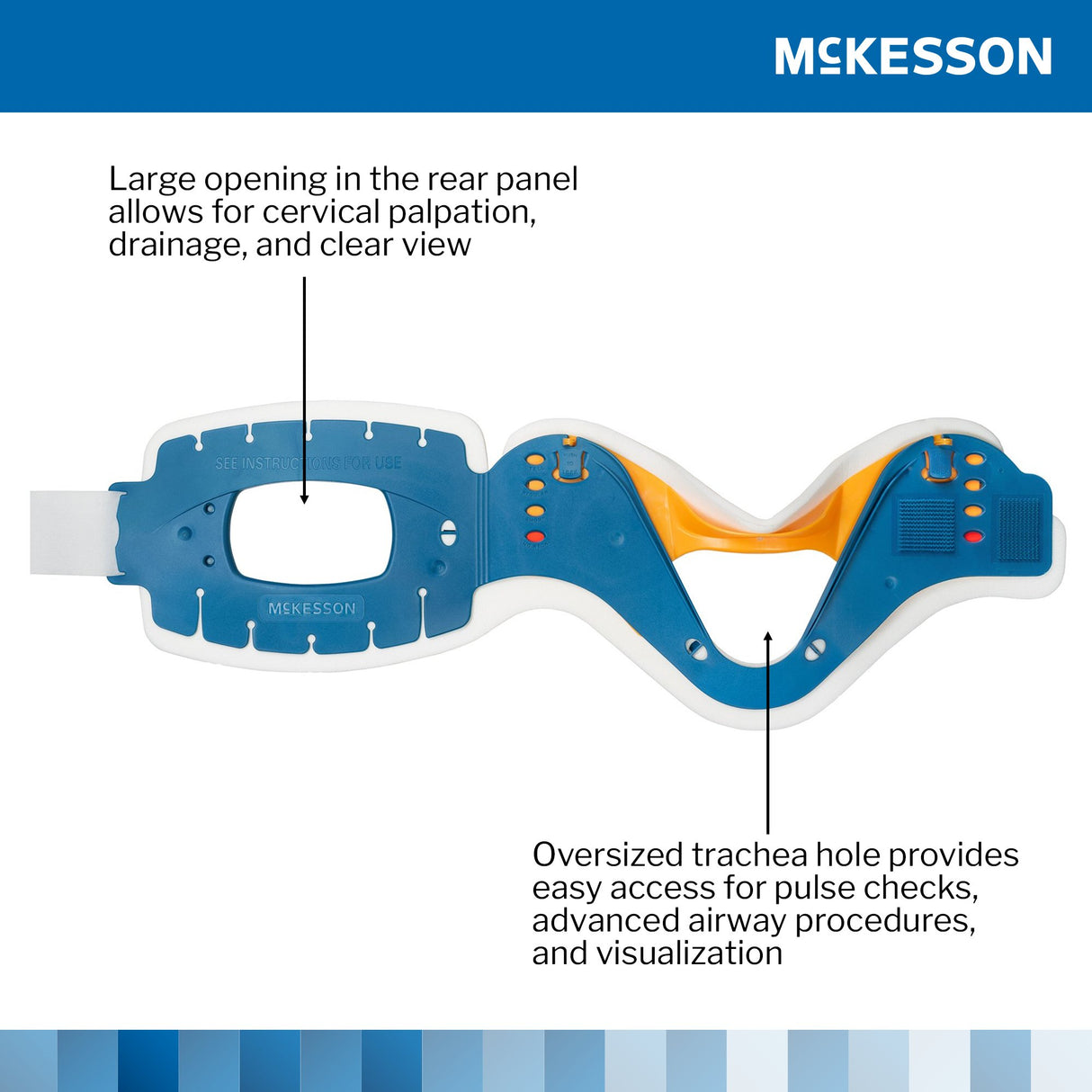 Rigid Cervical Collar McKesson Preformed Adult One Size Fits Most One-Piece / Trachea Opening Adjustable Neck Circumference - BeHope