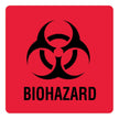 Pre-Printed Label UAL Caution Label Red Paper Biohazard / Symbol Black Biohazard 3 X 3 Inch - BeHope