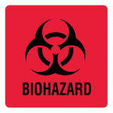 Pre-Printed Label UAL Caution Label Red Paper Biohazard / Symbol Black Biohazard 3 X 3 Inch - BeHope