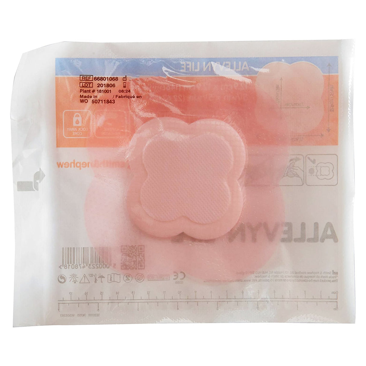 Foam Dressing Allevyn Life 5--1/16 X 5-1/16 Inch With Border Film Backing Silicone Gel Adhesive Quadrilobe Sterile - BeHope