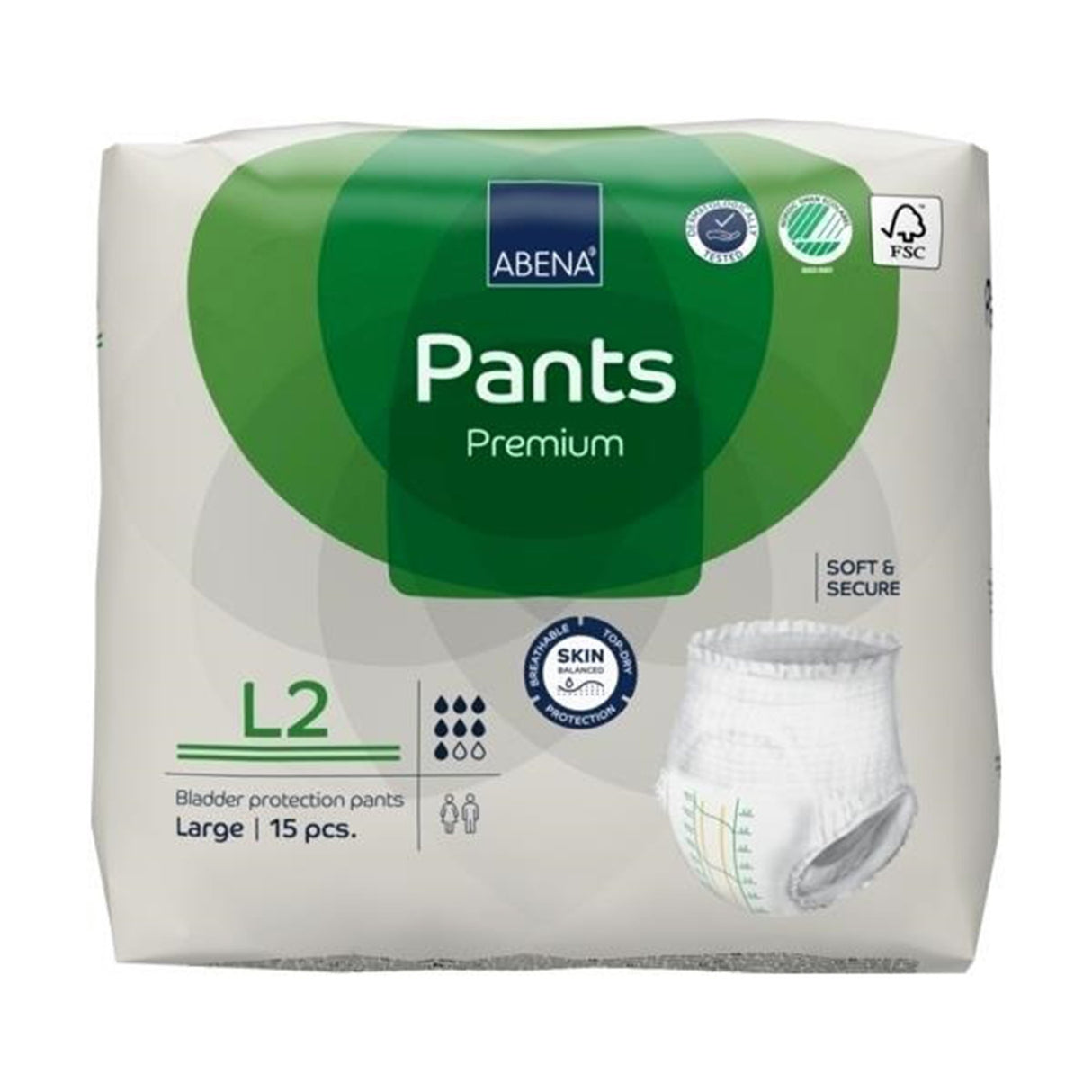 Unisex Adult Absorbent Underwear Abena® Premium Pants L2 Pull On with Tear Away Seams Large Disposable Heavy Absorbency - BeHope