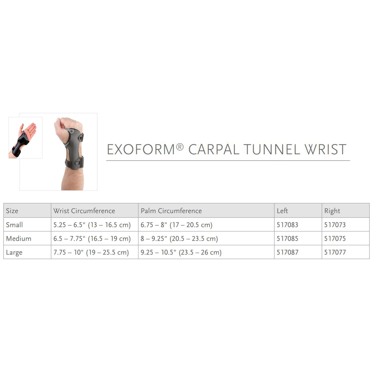 Wrist Splint Ossur® Exoform® Carpal Tunnel Low Profile Plastic / Nylon Left Hand Black / Blue / Gray Medium - BeHope