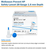 Safety Lancet McKesson Prevent® HP 28 Gauge Retractable Push Button Activation Finger - BeHope