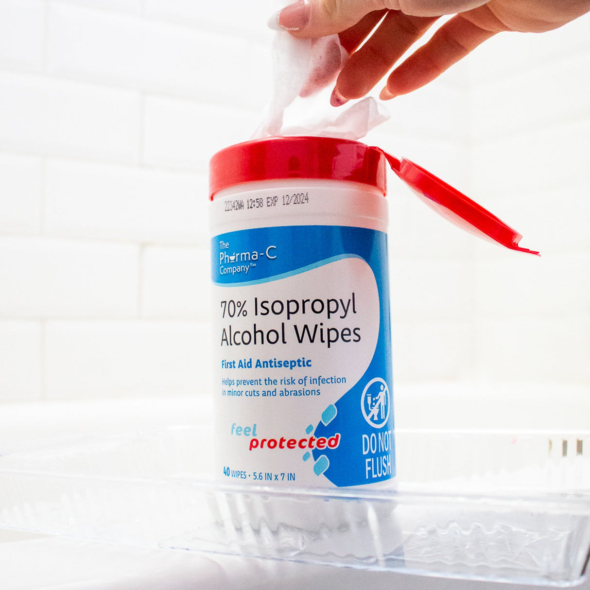 Antiseptic Skin Wipe Isopropyl Alcohol The Pharma-C Company® Towelette Canister - BeHope