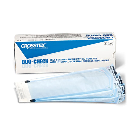 Sterilization Pouch Duo-Check® Ethylene Oxide (EO) Gas / Steam 5-1/4 X 15 Inch Transparent / Blue Self Seal Paper / Film - BeHope