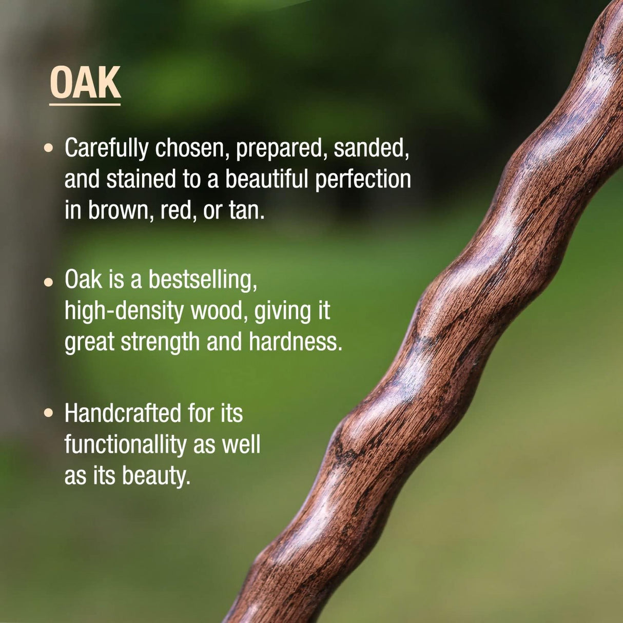 Round Handle Cane Brazos™ Twisted Wood 37 Inch Height Brown Oak - BeHope
