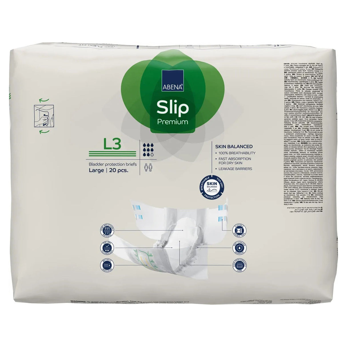 Unisex Adult Incontinence Brief Abena® Slip Premium L3 Large Disposable Heavy Absorbency - BeHope