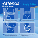 Unisex Adult Absorbent Underwear Attends Overnight Pull On with Tear Away Seams Medium Disposable Heavy Absorbency