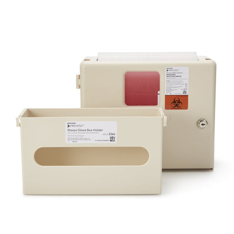 Sharps Container Cabinet / Wall Enclosure with Glove Box McKesson Prevent® Polypropylene Wall Mount Locking - BeHope