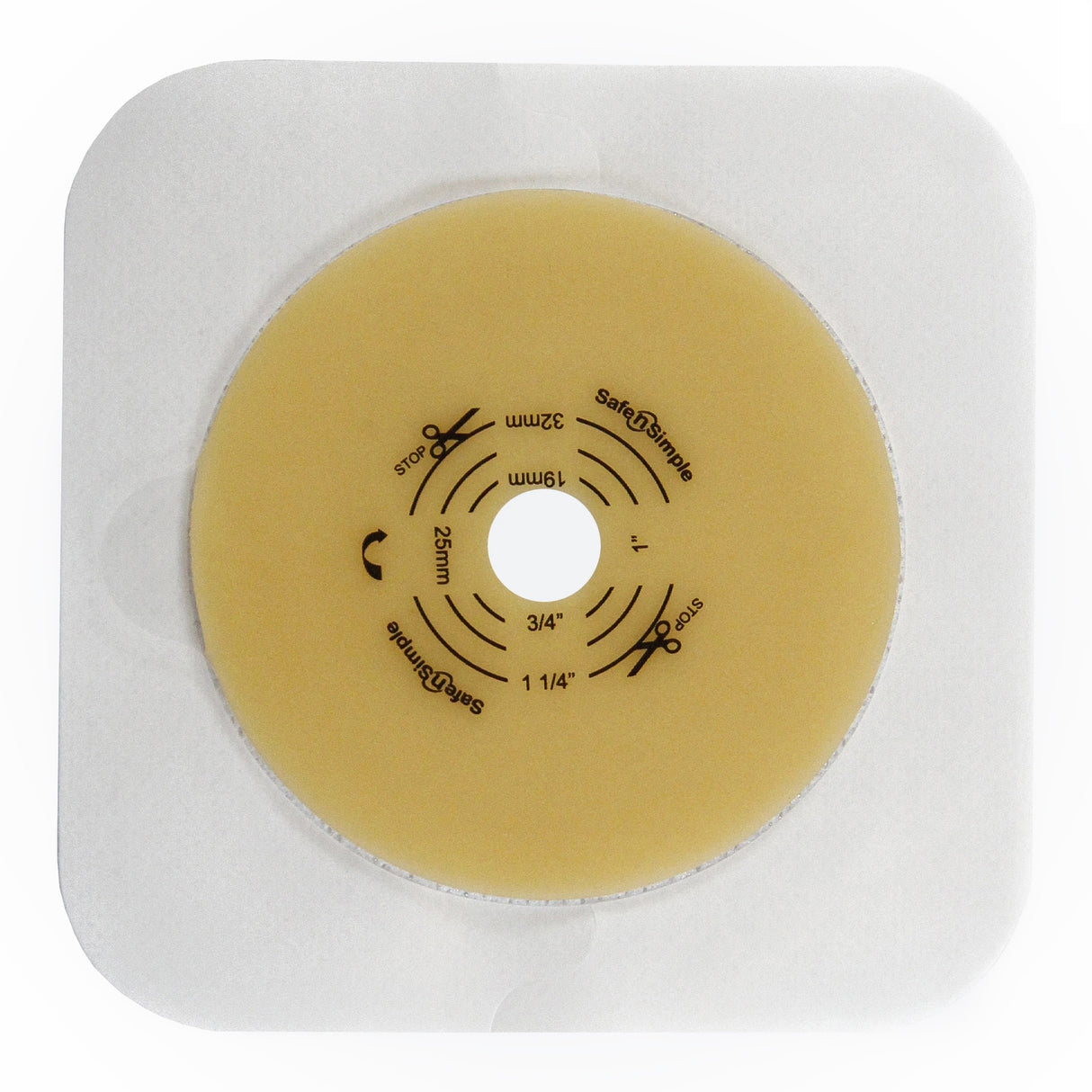 Ostomy Barrier Precut, Extended Wear Adhesive Tape Collar 44 Mm Flange Green Code System 1 Inch Opening 5 X 5 Inch - Behope