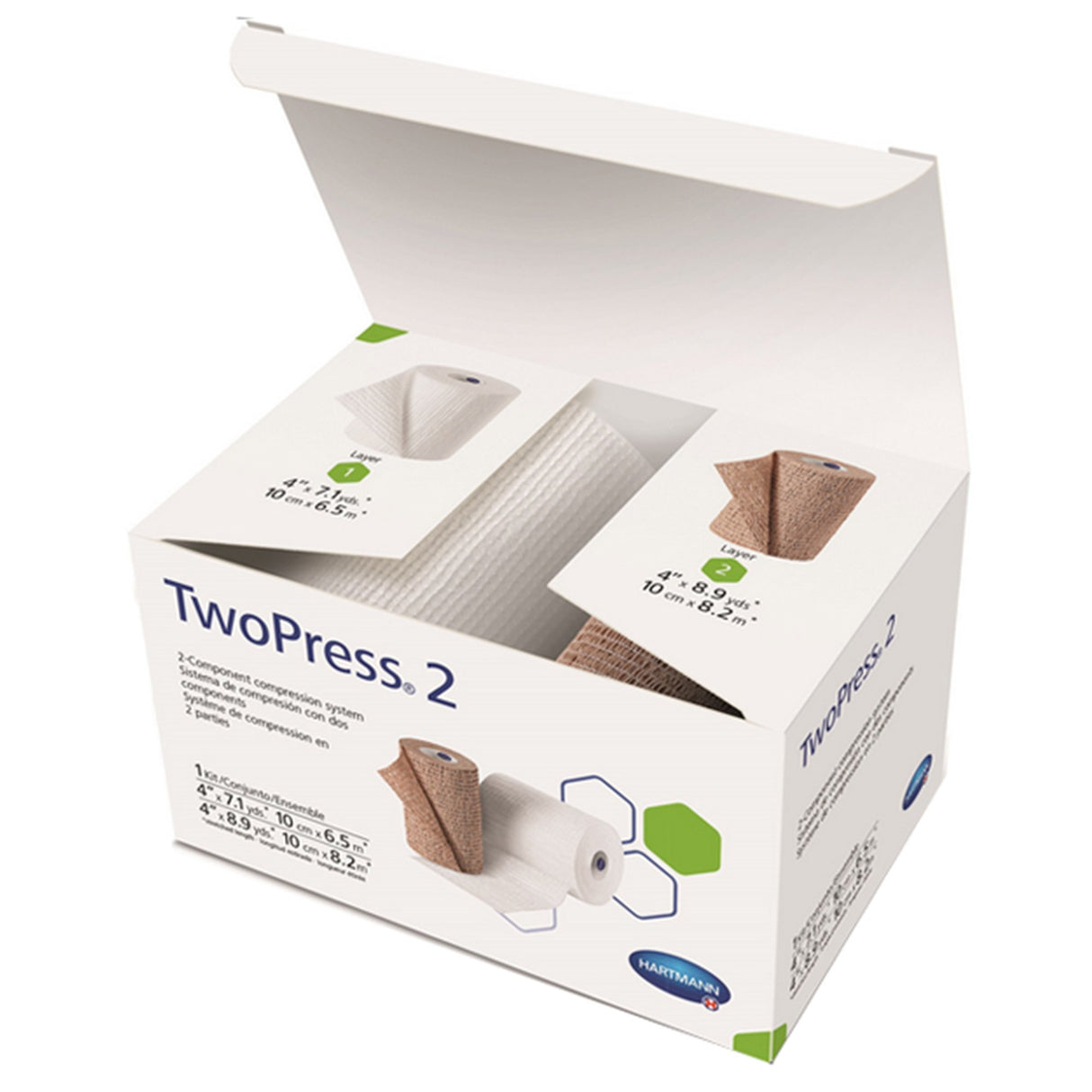 2 Layer Compression Bandage System TwoPress® 2 4 Inch X 7 Yard / 4 Inch X 8-9/10 Yard Self-Adherent Closure Tan / White NonSterile 40 mmHg - BeHope
