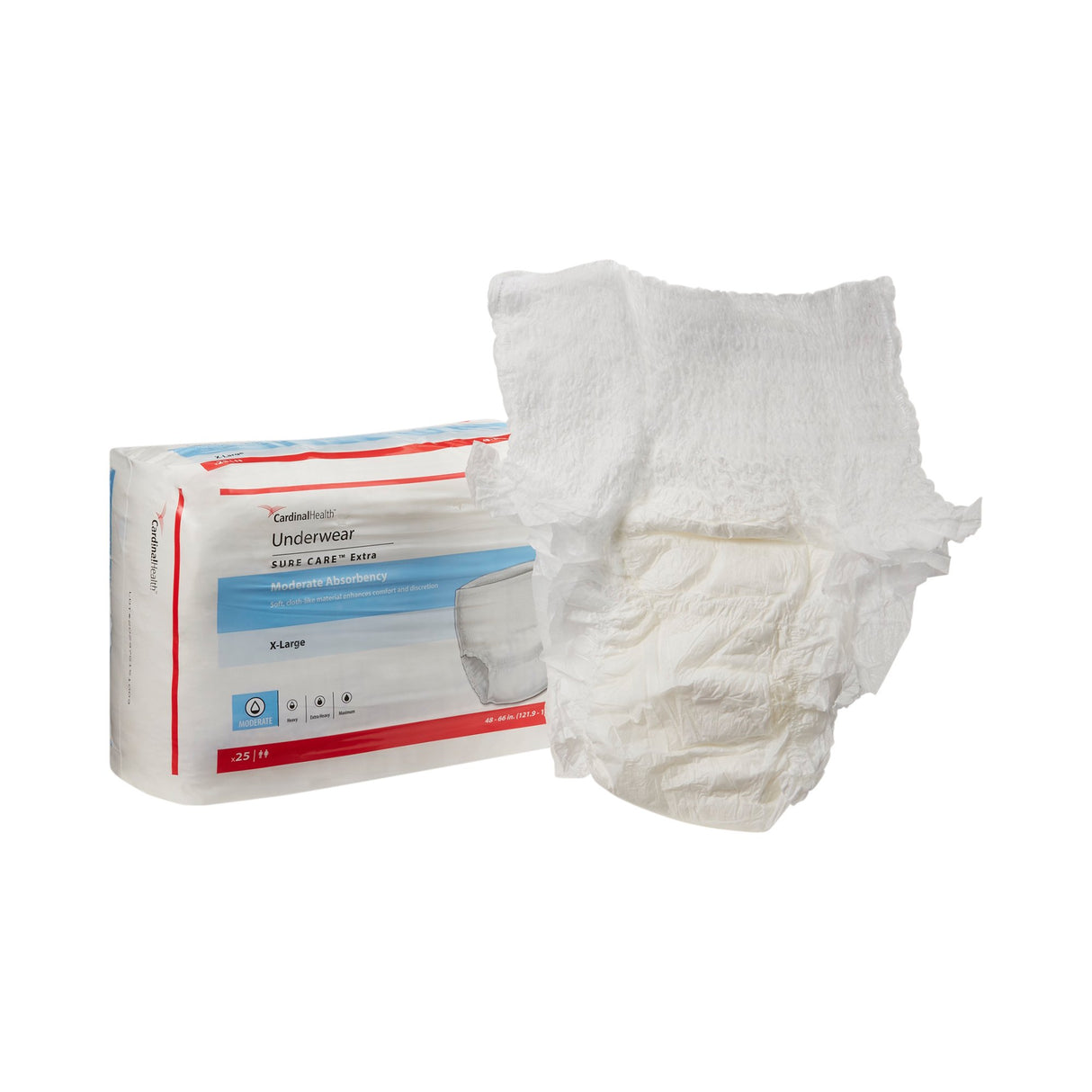 Unisex Adult Absorbent Underwear Sure Care Extra Pull On with Tear Away Seams X-Large Disposable Moderate Absorbency