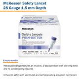 Safety Lancet McKesson 28 Gauge Retractable Push Button Activation Finger - BeHope