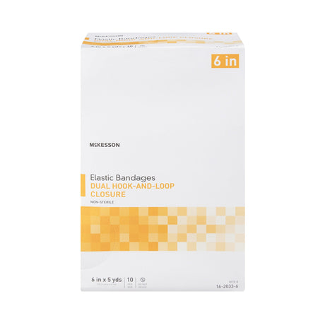 Elastic Bandage McKesson 6 Inch X 5 Yard Double Hook and Loop Closure Tan NonSterile Standard Compression - BeHope