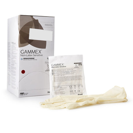 Surgical Glove GAMMEX® Non-Latex Sensitive Size 7 Sterile Polychloroprene Standard Cuff Length Micro-Textured Cream Chemo Tested - BeHope