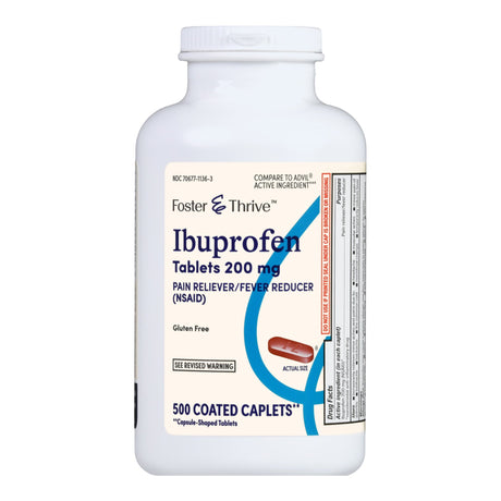 Pain Relief Foster & Thrive 200 mg Strength Ibuprofen Caplet 500 per Bottle - BeHope
