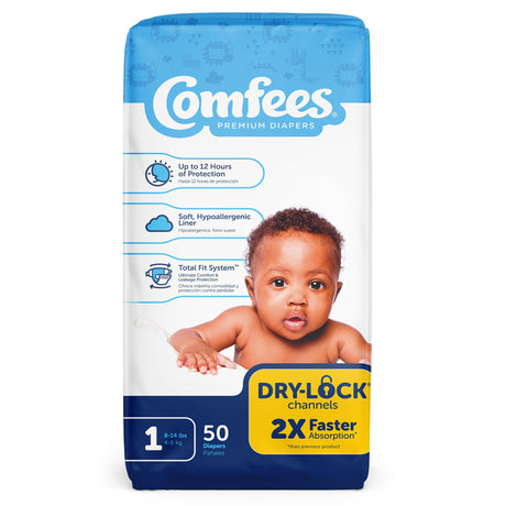 Unisex Baby Diaper Comfees Size 1 Disposable Moderate Absorbency