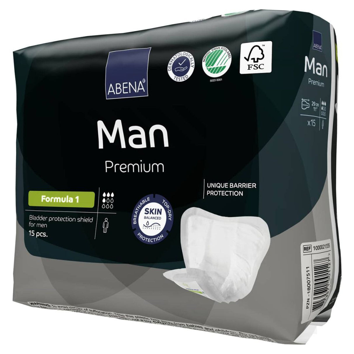 Bladder Control Pad Abena® Premium Man 9 X 11.4 Inch Moderate Absorbency Fluff / Polymer Core Size 1 - BeHope