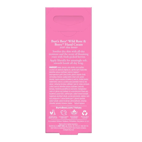 Hand Moisturizer Burt's Bees Wild Rose and Berry 1 oz. Tube Floral Scent Cream