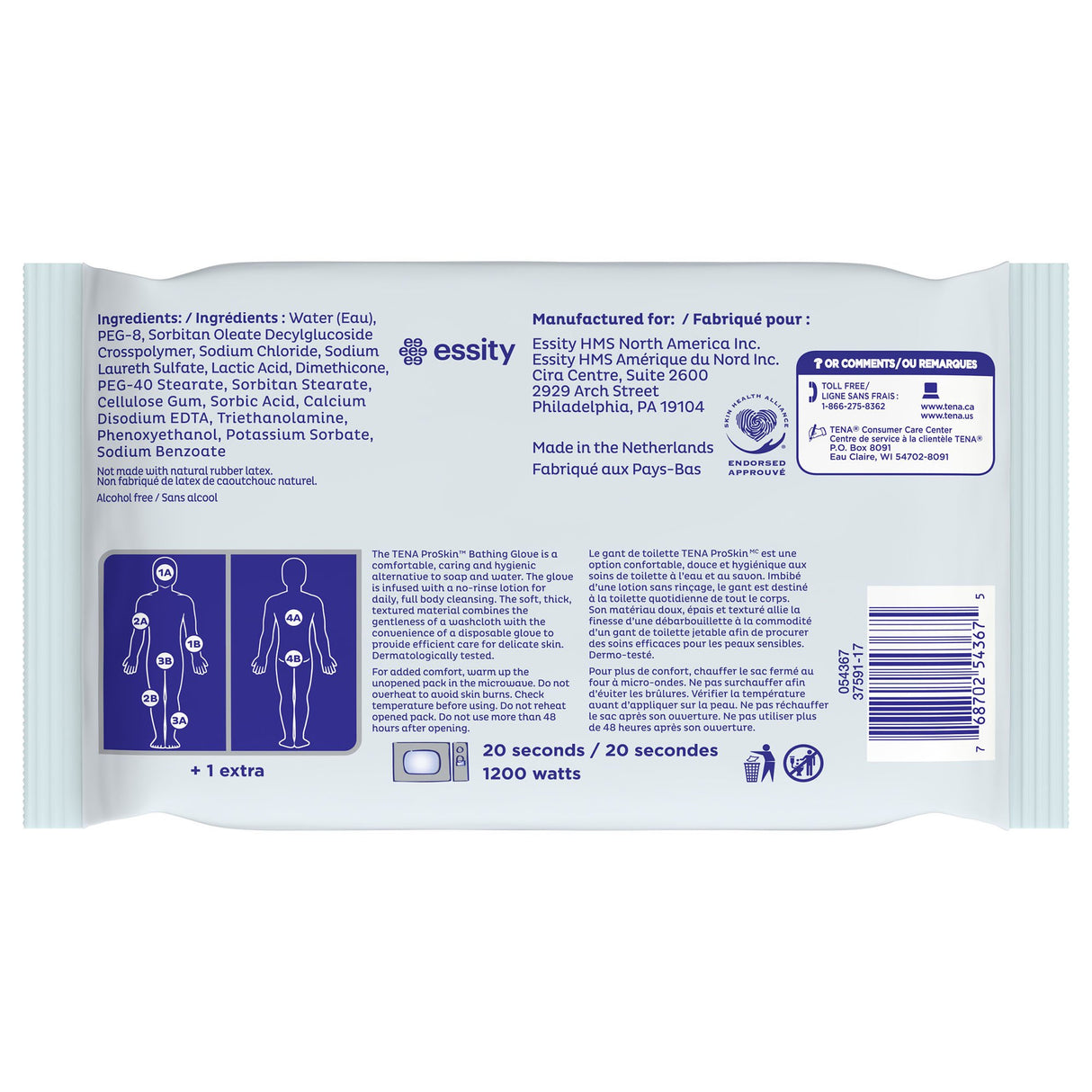 Rinse-Free Bathing Glove Wipe TENA® ProSkin™ Soft Pack Unscented 5 Count - BeHope