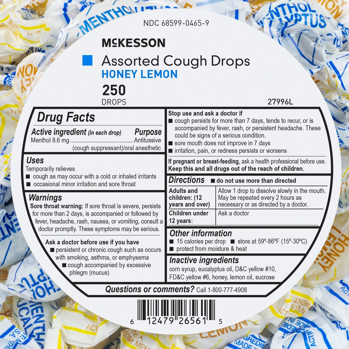Cold and Cough Relief McKesson Brand 8.6 mg Strength Lozenge 250 per Jar - BeHope