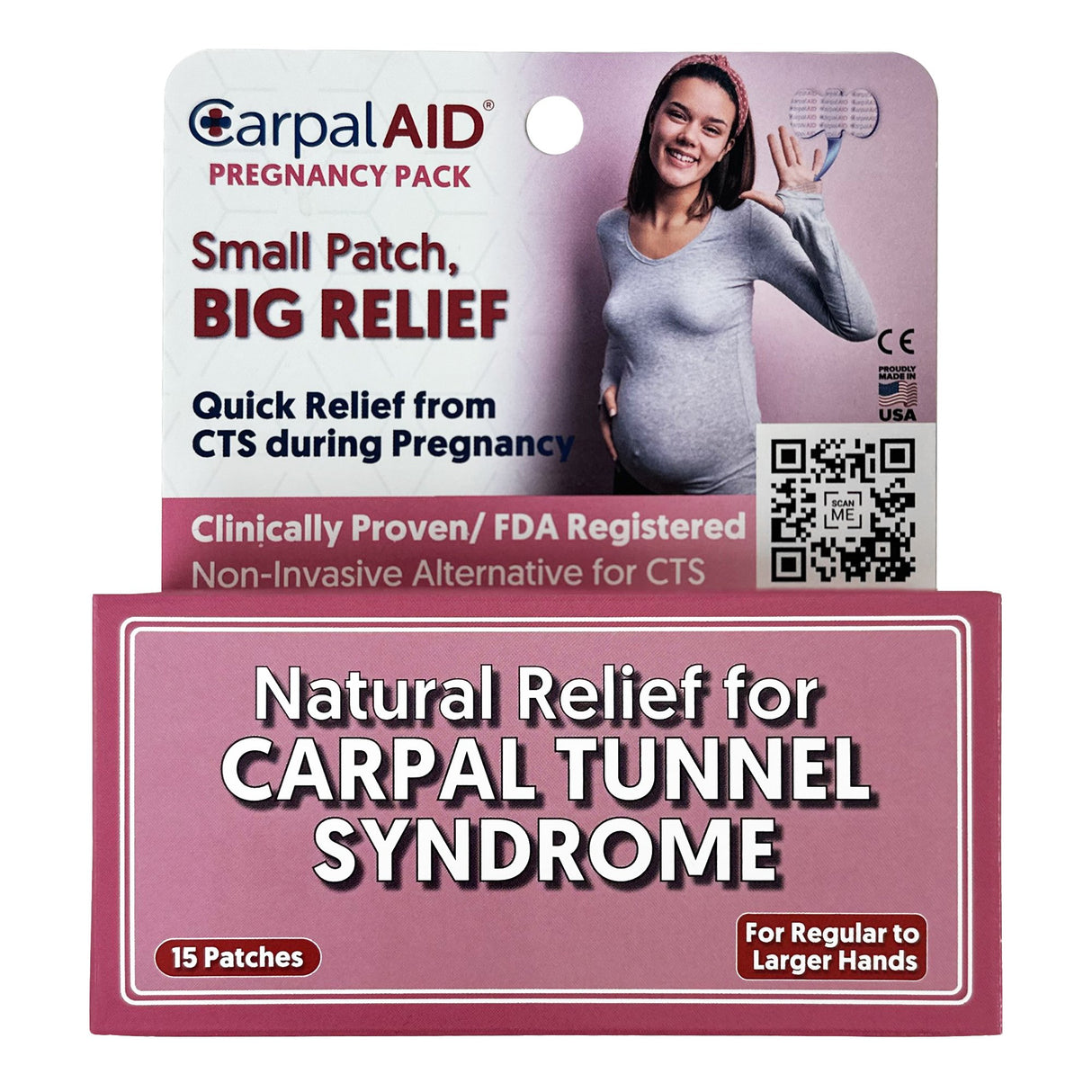 Hand-Based Carpal Tunnel Support Carpal AID® Patch Pregnancy Plastic Left or Right Hand Clear Large - BeHope