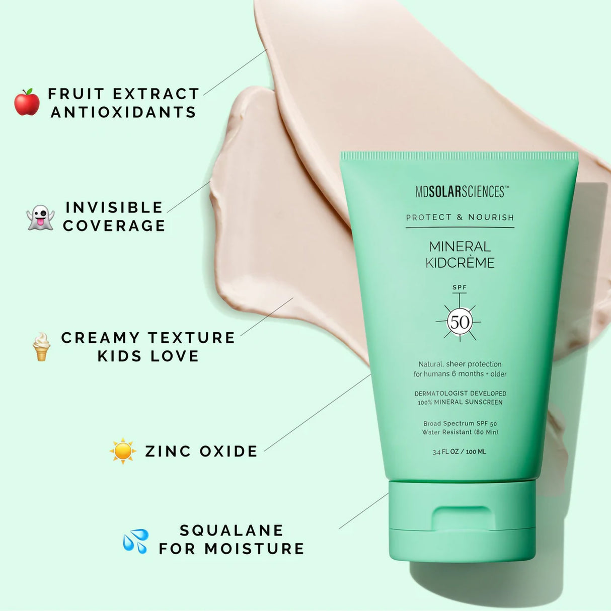 Sunscreen MDSolarSciences® Mineral KidCrème® SPF 50 Cream 3.4 oz. Tube - BeHope