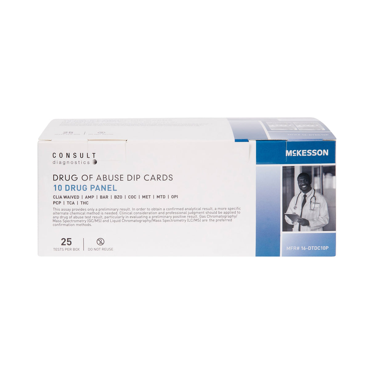 Drugs of Abuse Test Kit McKesson Consult™ AMP, BAR, BZO, COC, mAMP/MET, MTD, OPI, PCP, TCA, THC 25 Tests CLIA Waived - BeHope
