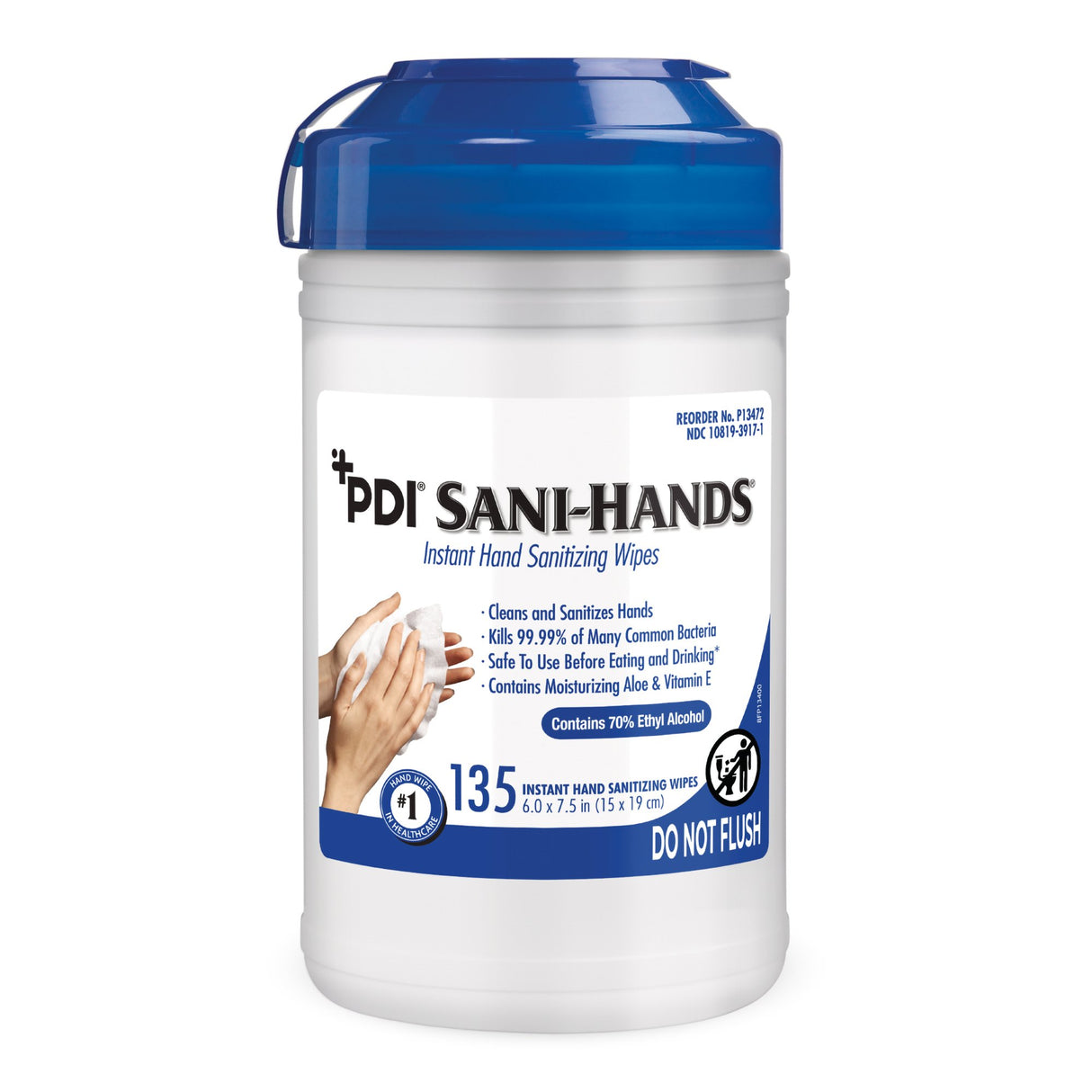 Hand Sanitizing Wipe Sani-Hands 135 Count Ethyl Alcohol Wipe Canister