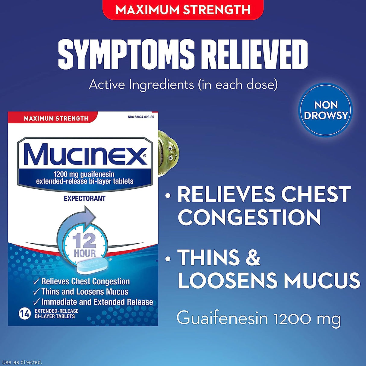 Cold and Cough Relief Mucinex® ER 1200 mg Strength Tablet 14 per Box - BeHope