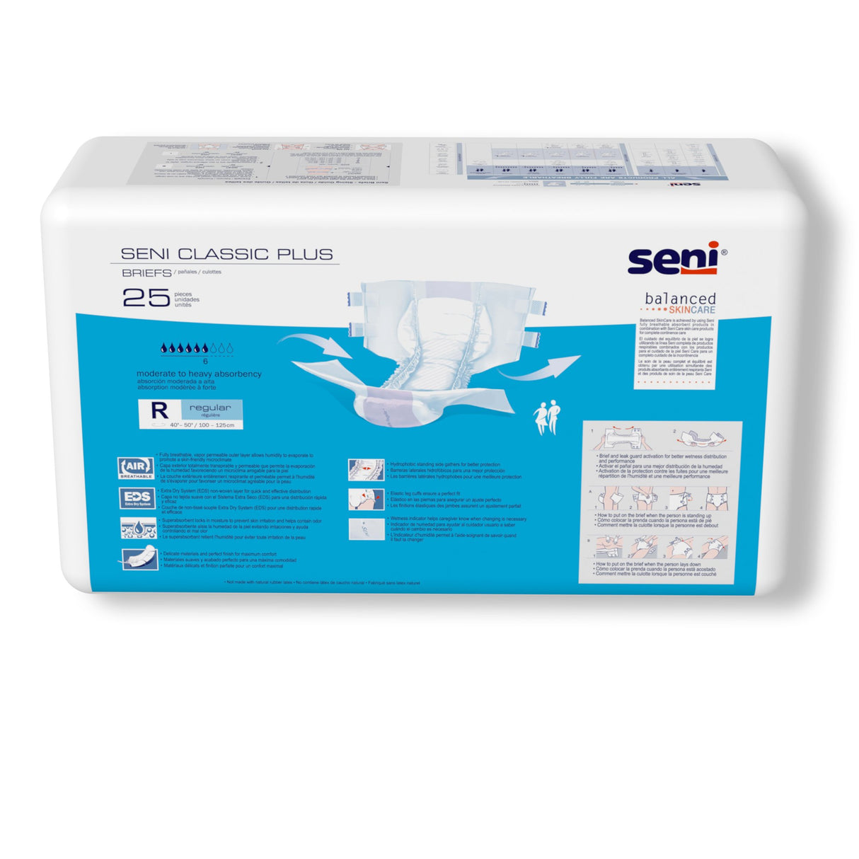 Unisex Adult Incontinence Brief Seni Classic Plus Regular Disposable Moderate Absorbency